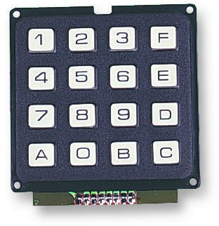 Tastatur, 4 x 4 Matrix, 0,02 A, 24 V, Kunststoff, Tastaturschalter, 1 Stück | ECO.16250.06