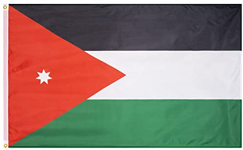 MUWO Flagge Nations Together 90 x 150 cm Nationalmanschaften, doppelseitige Gartenflagge, wetterfeste Fanflagge, Fußballflagge Polyester Länderfagge Deutschland mit Ösen (Jordanien)
