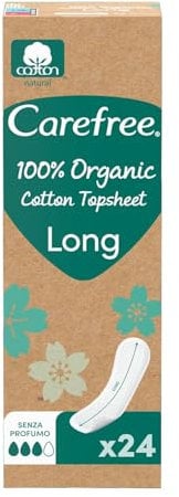 Carefree Protektoren aus organischer Baumwolle, Größe Plus Long, 24 Stück