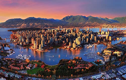 Wooden Jigsaw Puzzle 1000 Pieces, Canada Vancouver Bay Harbor Cityscape Puzzle Wall Decoration 75X50Cm