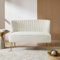 HULALA HOME 2 Seater Sofa, Velvet Upholstered Loveseat, Modern Couch with Golden Metal Legs for Living Room Apartment Small Spaces, IVORY