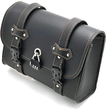 pclele Leder Satteltaschen Für Sportster Für XL883 Für XL1200 Motorrad Satteltasche Mit Schloss Seite Gepäck Lagerung Gabeln Werkzeug Taschen Motorrad Hecktasche (Farbe : Schwarz)