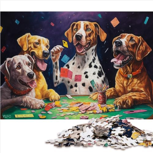 Puzzles für Erwachsene und Kinder, Hunde Spielen Poker, 1000-teiliges Puzzlespiel, Holzpuzzles für Erwachsene und Kinder ab 12 Jahren, Reisespiele und Reisespielzeug für 12-Jährige, Größe (50x75 cm)