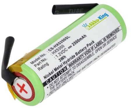 Akku 49 x 17mm kompatibel mit Braun 233.8008860 - NI-MH 2500mAh - für Oral-B Professional Care 8000, 8300, 8500, 9500, Triumph 4000, 5000, 9000 HX5353