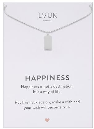 LUUK LIFESTYLE Filigrane Halskette mit Rechteck I Coin Anhänger, Geschenk für Freundin, Schmuck für Frauen, wasserfeste Kette aus Edelstahl, silber