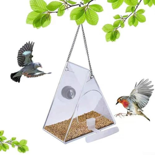 Transparent Bird Feeder With Camera, Smart Transparent Bird Feeder With HD 1080P Camera For Outdoor Bird Watching Aviary With Camera For Close View Photo Video Recording
