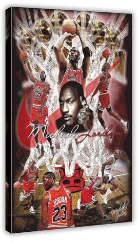 AMATWI Basketball-Stern, Michael Jordan, Poster, 1 Leinwand-Poster, Schlafzimmer-Dekor, Sportlandschaft, Büro, Raumdekoration, Geschenk, Rahmen-Stil, 60 x 90 cm