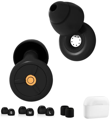 Tapones Oidos Cancelacion de Ruido, Tapones para Dormir, 1 Par Loop Earplugs Reutilizables Lavableques, Reducción Sonido 28dB, Protección Auditiva para Dormir Estudiar Trabajar-Negro
