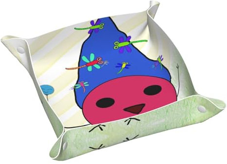 BROLEO Küken in einem Hut, bedrucktes doppelseitiges Leder-Ablagetablett, leicht zu reinigen, für ordentliche Schlüssel, Uhr, Make-up und andere kleine Gegenstände, mittelgroß