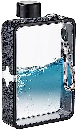 Bouteille d'eau mince A5 bouteille d'eau plate pour sac à main bouteille d'eau mince bouteille d'eau a5 bouteille d'eau transportée portable pour la gymnase de voyage alimentation 380 ml noir