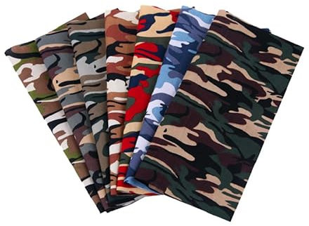 BrightGlow Camouflage Print Stoff 100% Baumwollstoff Meterware Baumwolle Patchwork Stoffe Paket Tarn Printed Cotton Quilting Stoff Fat Quarters Stoff Handwerken Nähen Stoff Kostümstoff 1# 7pcs 24X24cm