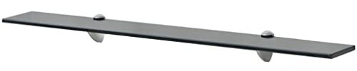 Higsose Wandregal Wohnzimmer 80x20x0,8 cm Klein Bad Regal Schwebend Regal Glas Ablagen für Badezimmer Regalbrett Glas Schwarz Gehärtetes Sicherheitsglas Glasplatte Tisch