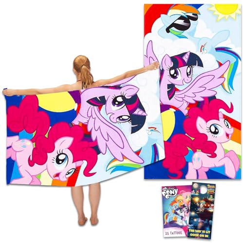 My Little Pony Strandtuch-Set – Bündel mit 137,2 x 68,6 cm Mikrofaser-Handtuch für Damen plus Aufkleber und mehr, My Little Pony Pool- und Strand-Set