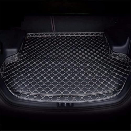SZFCL Auto Leder Kofferraummatten für Honda CRV Hybrid 5 Seater 2024, Cargo Teppich Kratzfest rutschfest Kofferraum Schutzmatten Zubehör,Black-Beige-1