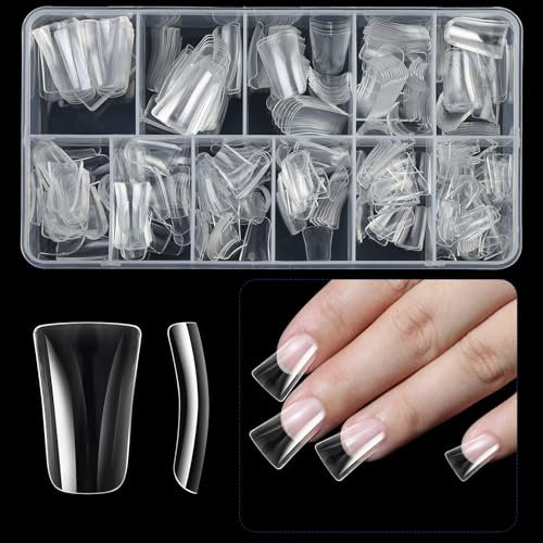 504 Pcs Clear Nails Tips For Nails Extensions Press On Nails Curved Nails Tips Duck Nails Tips Half Covers False Nails