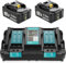 2X 18 V 5500 mAh Li-ion replacement battery + DC18RD 9A dual port charger for Makita 18 V battery BL1850B BL1830 BL1840 BL1850 BL1860 BL1815 BL1820