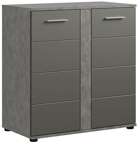 Newroom Kommode Beton Grau Sideboard Modern Zeitlos - 82x79x41 cm (BxHxT) - Highboard Anrichte - [Cressida.one] Wohnzimmer Schlafzimmer Büro Flur