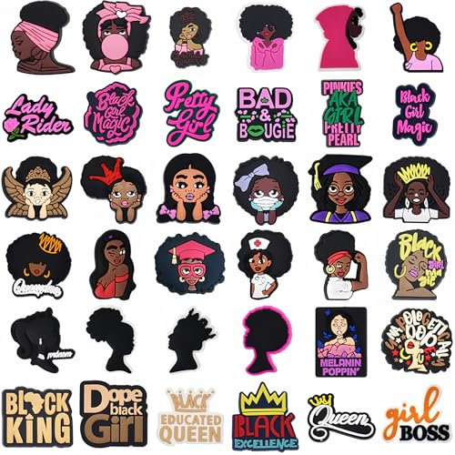 PANYI 36 Pieces Black Shoe Accessories Anime Shoe Charms PVC Shoe Decorations Shoes Charms for Adults Waterproof Shoe Pins Suitable for Shoe Decoration or Children'S Birthday Gifts