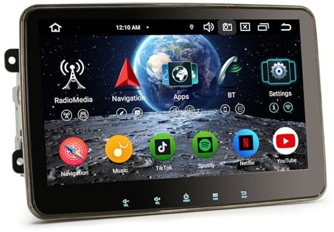 Erisin 10.1 8-Core 4GB+64GB Android 14 Radio Coche Bluetooth GPS Navegador para Volkswagen Golf 5/6 Passat Polo Tiguan Touran Caddy T5 Seat Skoda Wireless CarPlay Android Auto Dab+ WiFi 4G USB IPS