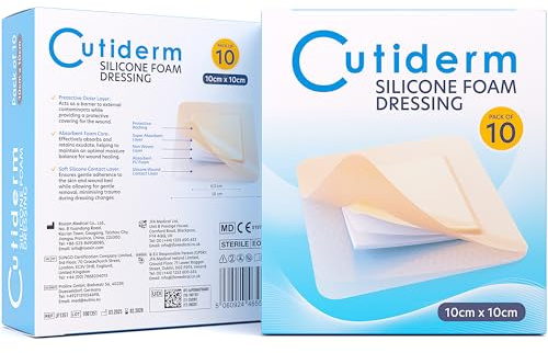 Cutiderm Gentle Silicone Foam Comfort Wound Dressing with Lite Border (10cm x 10cm (Pack of 10))