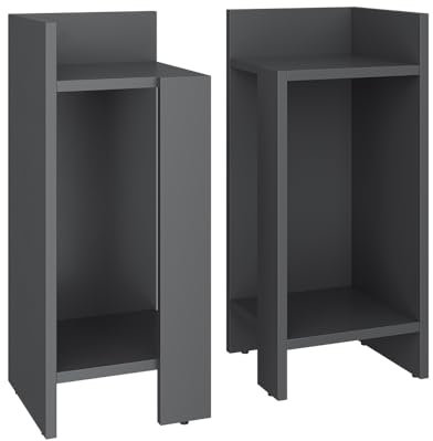 Vicco Nachttisch Lenar, Nachtkommode, Anthrazit, 27 x 60 cm 2er-Set