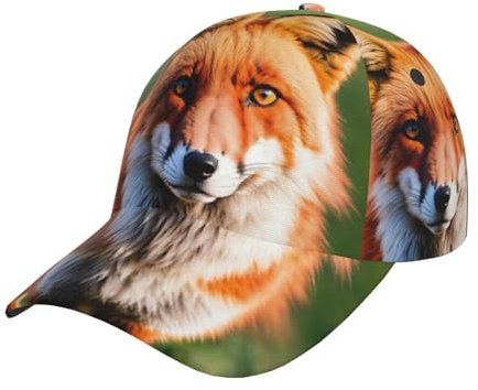 Fox Print Stilvolle Mütze Kopfbedeckung Hut Baseball Cap Verstellbare Snapback Mütze für Damen und Herren Schwarz Schwarz Einheitsgröße, Schwarz, EinheitsgröÃŸe