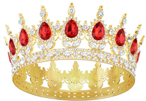 DRESHOW Volle Runde Mädchen Tiara Königin Krone Damen Brautkrone Diadem Kristall Barock Tiara Sparkly Strass Prinzessin Karneval Kopfschmuck für Hochzeit Prom Geburtstag Party