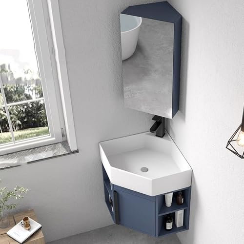 Mobili Bagno con Lavabo Design a Prova di Schizzi, Grande Capacità di Archiviazione, Lavandino Bagno con Mobile Set di Vanità per Piccoli Spazi(40cm)