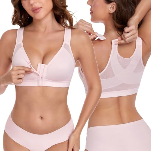 Lemorosy Reggiseno Chiusura Anteriore Senza Ferretto X Schiena(Rosa,3C)