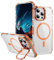 Kainevy Cover per iPhone 13 Pro Max Trasparente Magnetica con Supporto Protezione per Fotocamera, Antigraffio per iPhone 13 Pro Max Cover Antiurto Rigida Sottile Resistente Case Nera (Arancione)