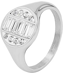 TOM TAILOR - Damen Ring Edelstahl - Silberfarben - mit Preciosa - Kreis Ring