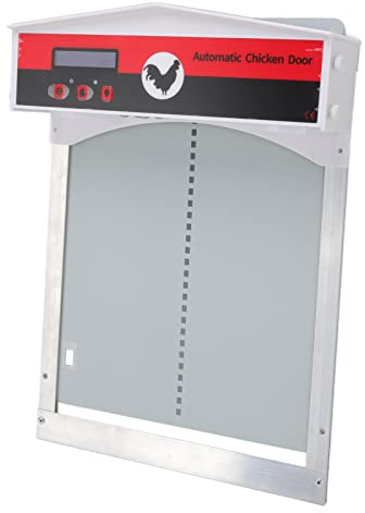 Phefop Automatischer Hühnerstall-Türöffner, Batteriebetrieben, LCD-Steuerung mit Timer und Lichtsensor für die Geflügelhaltung