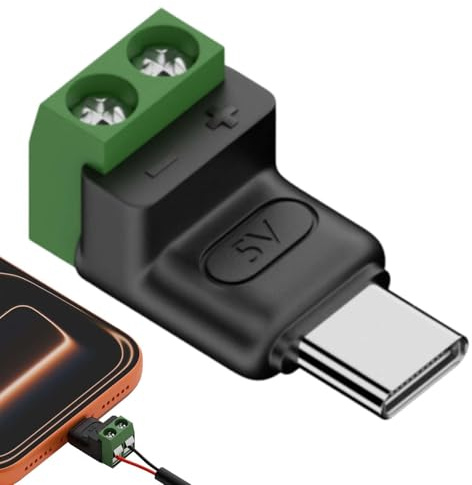 Hiemible USB C Adapter | Stecker 2-polig Klemmenanschluss,Schraubklemme mit lötfreiem Stecker,Für Industrie Wissenschaft Reparatur Aufladung Mobiltelefone Tablets Kameras Kleine