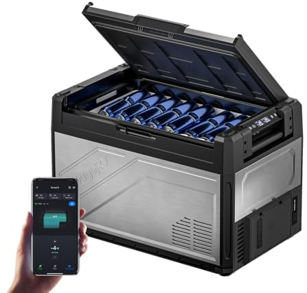 BougeRV Rocky V3.0 Doble Zona Nevera Alis Auto Freezer 52L, -20℃~20℃ | Nevera Compresor 12V 24V 230V App Metal IPX4 Frigorífico Portátil Coche Camping Viajes Barco Pesca