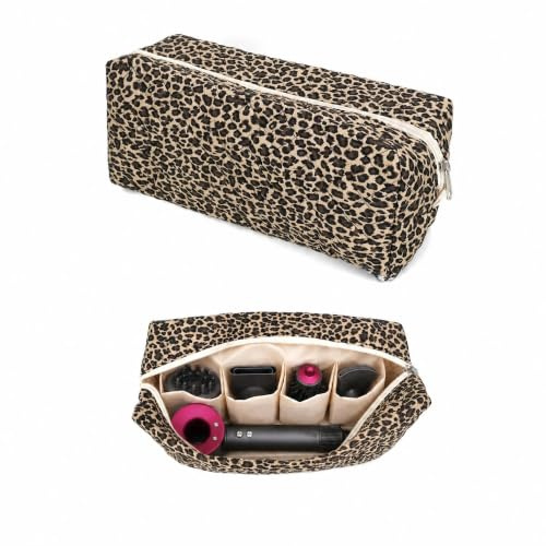Hair Tools Travel Bag Compatible with Dyson Airwrap Styler & Shark Flexstyle, Portable Travel Case for Dyson Air Wrap Attachments with Large Opening, Hair Dryer Curling Irons Storage Bag (Leopard)