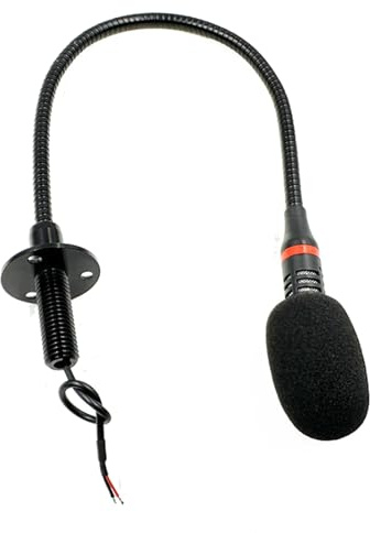 sodeber Flexible Gooseneck Mic Conference Microphone Ø9.7X4.5mm Mic Head 7.0x410mm with 20cm Cable for Bus Computer Meetings Broadcasting Microphone