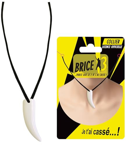 P'TIT Clown - 84082 - Brice de Nice Halskette - Offizielle Lizenz - Spielen Sie den berühmten Surfer - Weißer Haifischzahn - Kostümzubehör - für Karneval, Mottopartys und Fasching - Kunststoff