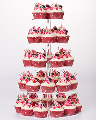 YestBuy 5 Tier Round Acrylic Cupcake Tree Tower Display Stand Display for Pastry Wedding Birthday Party