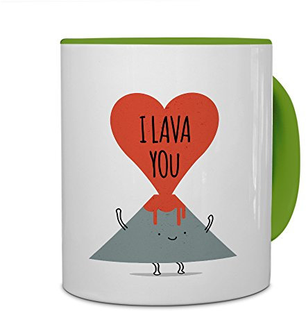 printplanet Tasse mit Spruch: I Lava You - Kaffeebecher, Mug, Becher, Kaffeetasse - Farbe Grün