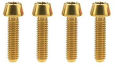 Yaruijia Titanschraube M4 x 8 15 20 mm Inbusschrauben für MTB Rennrad Bremsteile 4 Stück (M4 x 15 mm, Gold)