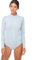Evoni Damen Body langarm I blickdichter Bodysuit mit Halbkragen für Frauen I Langarmbody aus Baumwolle I Women Body Shaper I Jumpsuit XL Hellblau