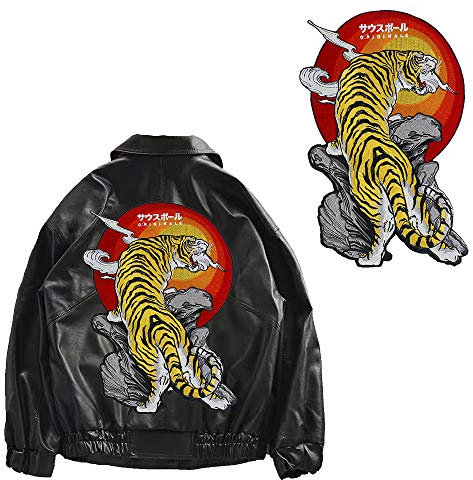 Large Roaring Tiger Patches Iron on Patches Animal Patches forJackets Iron on Embroidery Applique Decorative Clothes 1 Piece