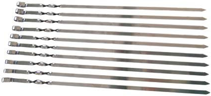 rukauf Lot de 10 brochettes de barbecue de qualité supérieure en acier inoxydable - 50 cm - 1 cm de large - 2 mm d'épaisseur.