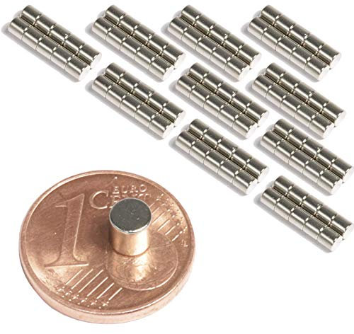 Neodym Magnet N52 Scheibe 581g - Zylinder Magnetscheibe 4mm Durchmesser - 4x4mm Neodym Magnete Runde Scheiben [100 Stück]