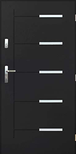 Tür WÄRME-PERMEABILITÄT: 1,3 Kankan Nano Advance Haustür Stahltür Eingangstür 4 Farben Größe 80,90 Anthrazit ([90] 990 x 2065 mit einem Türrahmen Links)