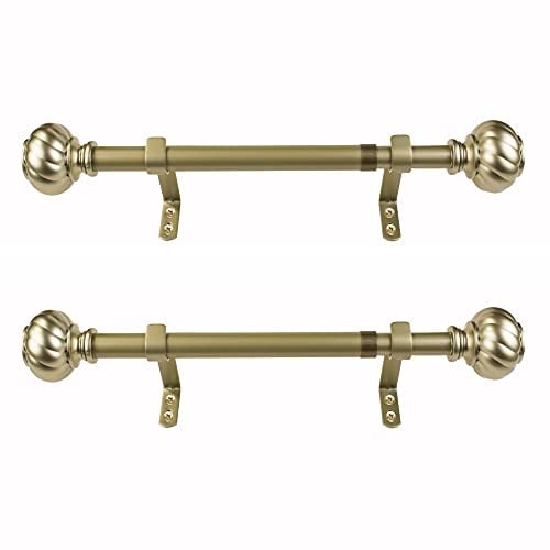 Decopolitan Gardinenstange mit Drehknauf, 2,5 cm, 30,5 bis 50,8 cm, Gold (Light Gold)
