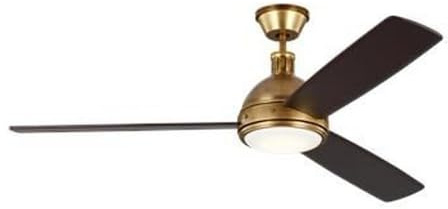 Monte Carlo 3HCKR60HABD Hicks 60 Ceiling Fan with LED Lights and Remote Control, 3 Dark Mahogany Wood Blades, Hand-Rubbed Antique Brass