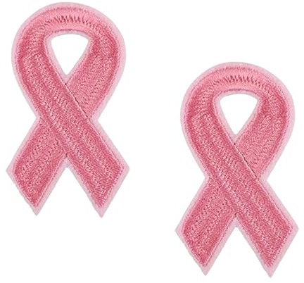 2 patchs ruban rose, lutte contre le cancer du sein, écussons brodés octobre rose, 6 cm