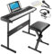 Ashthorpe Tastiera elettronica digitale a 61 tasti per principianti, include supporto, panca, auricolari, microfono e adesivi per tastiera