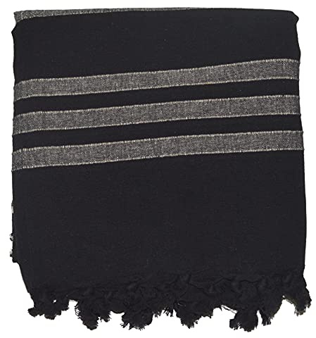 Orientalhaus Tagesdecke Nepal Bettüberwurf Baumwolle Wandbehang Vorhang Überwurf Decke Wohndecke (Schwarz-Grau)